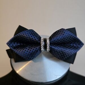 Elegant Blue and Black Bow Tie